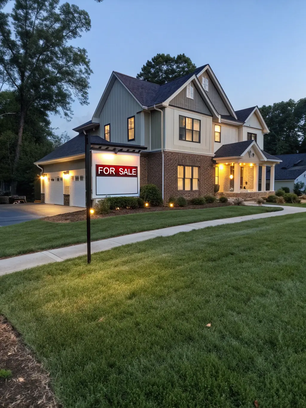 A modern house with a 'sold' sign in the front yard, emphasizing a successful real estate transaction, suitable for an escrow service website.